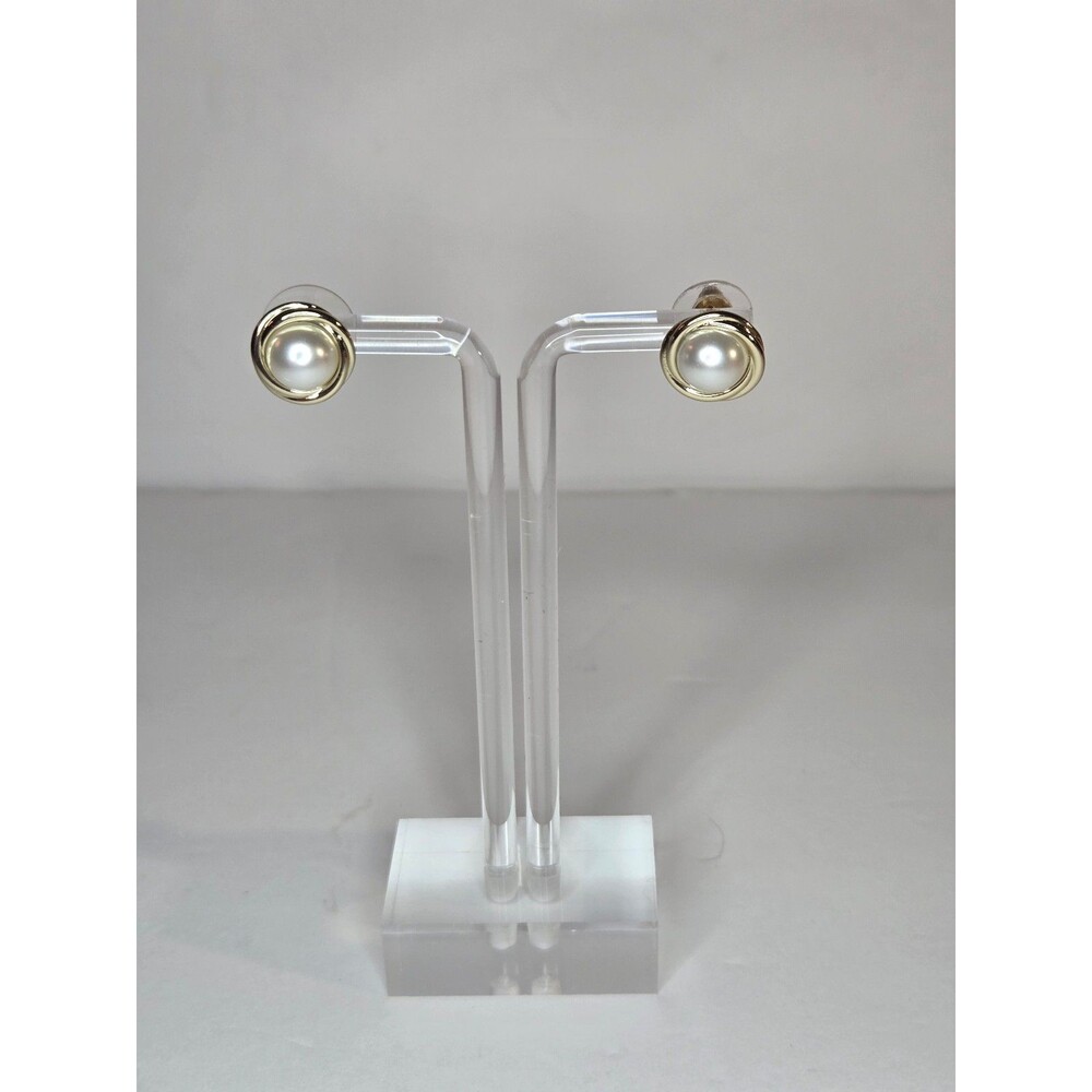 J Crew Gold Tone Post Earrings Faux Pearls - Picture 9 of 9